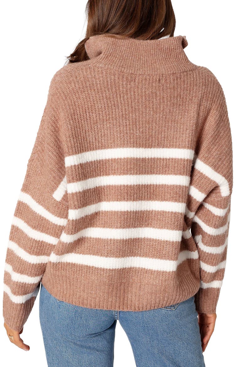 Miranda Stripe Quarter Zip Sweater, Alternate, color, TAUPE