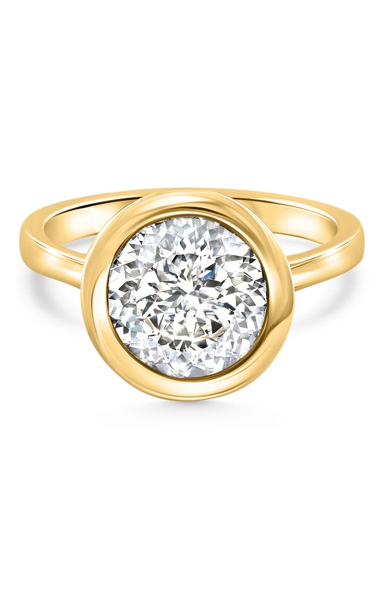 Bliss Diamond Certified 3.02Ct Portuguese Cut Bezel Diamond Engagement Ring Gold Lab Grown, Main, color, 14K Yellow Gold