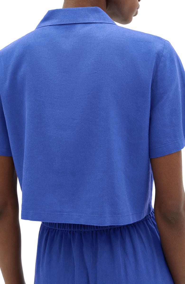 MANGO Short Sleeve Linen Blend Shirt, Alternate, color, 