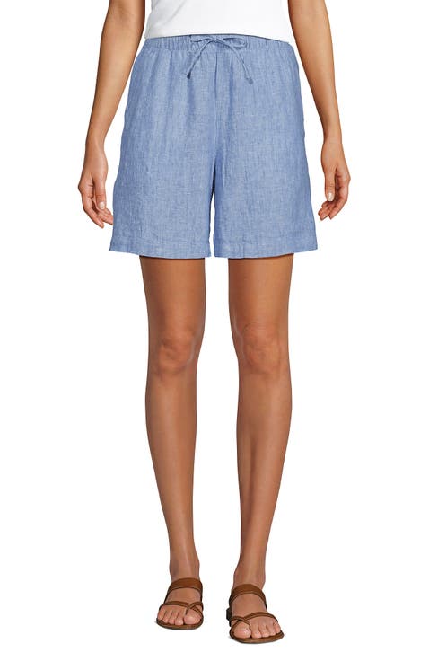 Linen High Rise Pull On 7" Shorts