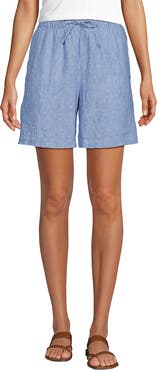 Lands' End Linen High Rise Pull On 7" Shorts