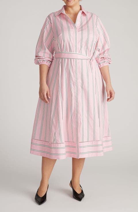 Yuli Long Sleeve Stretch Poplin Midi Dress