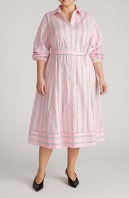 Universal Standard Yuli Long Sleeve Stretch Poplin Midi Dress