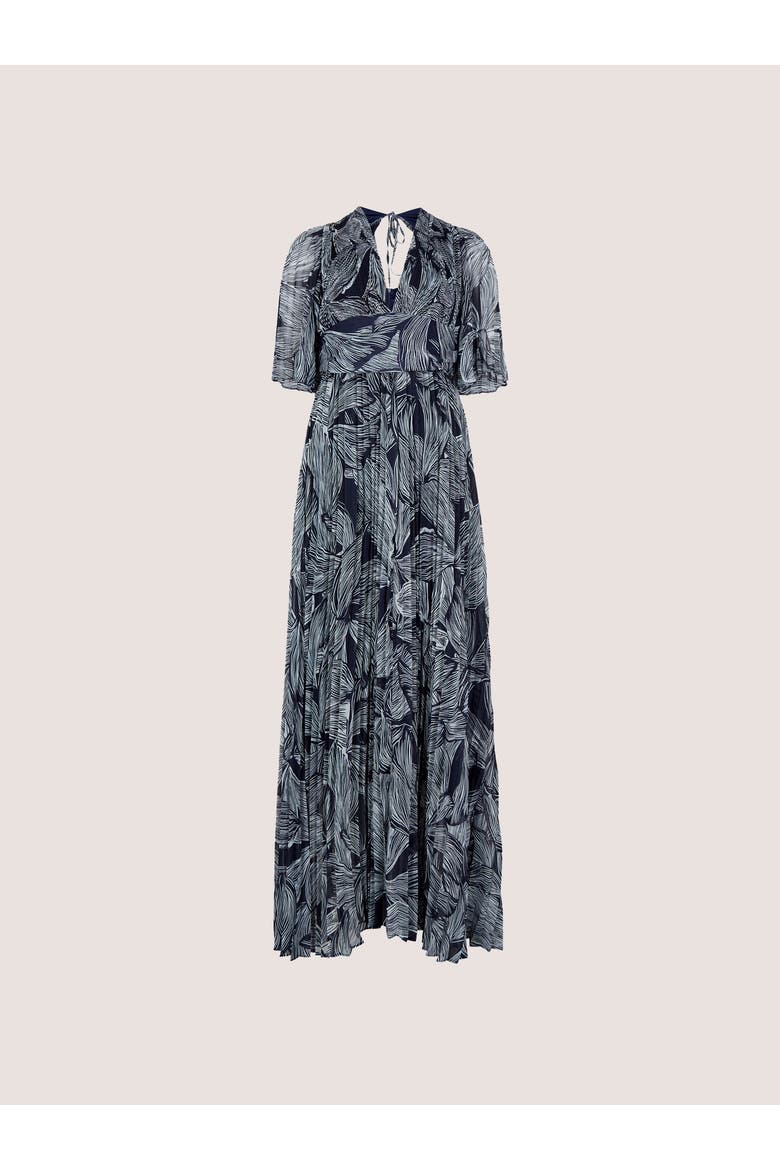 Floral Chiffon Pleat Maxi Dress, Alternate, color, Navy