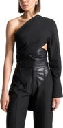 Manière De Voir Coralie One Sleeve Leather Wrap Top