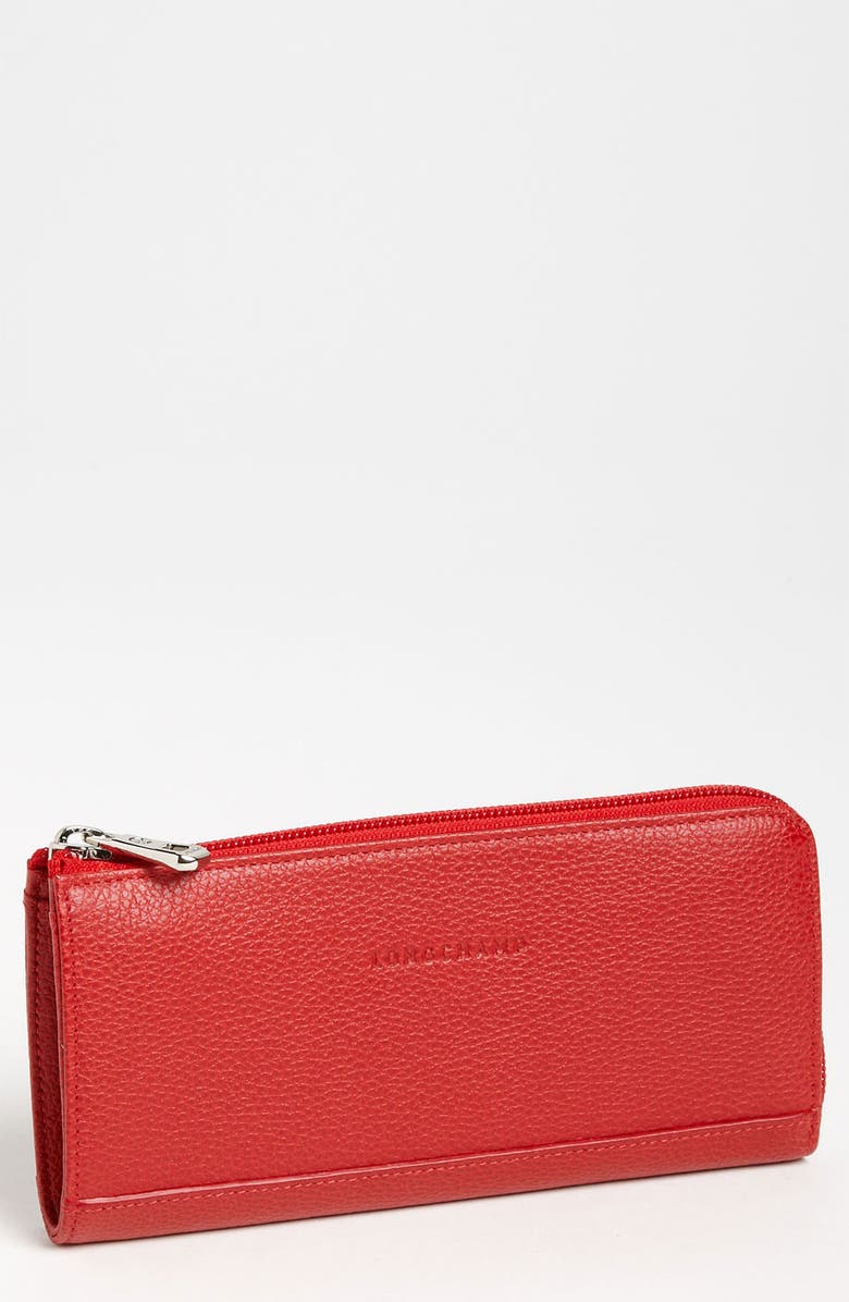 Longchamp Leather Wallet, Main, color, Vermillion