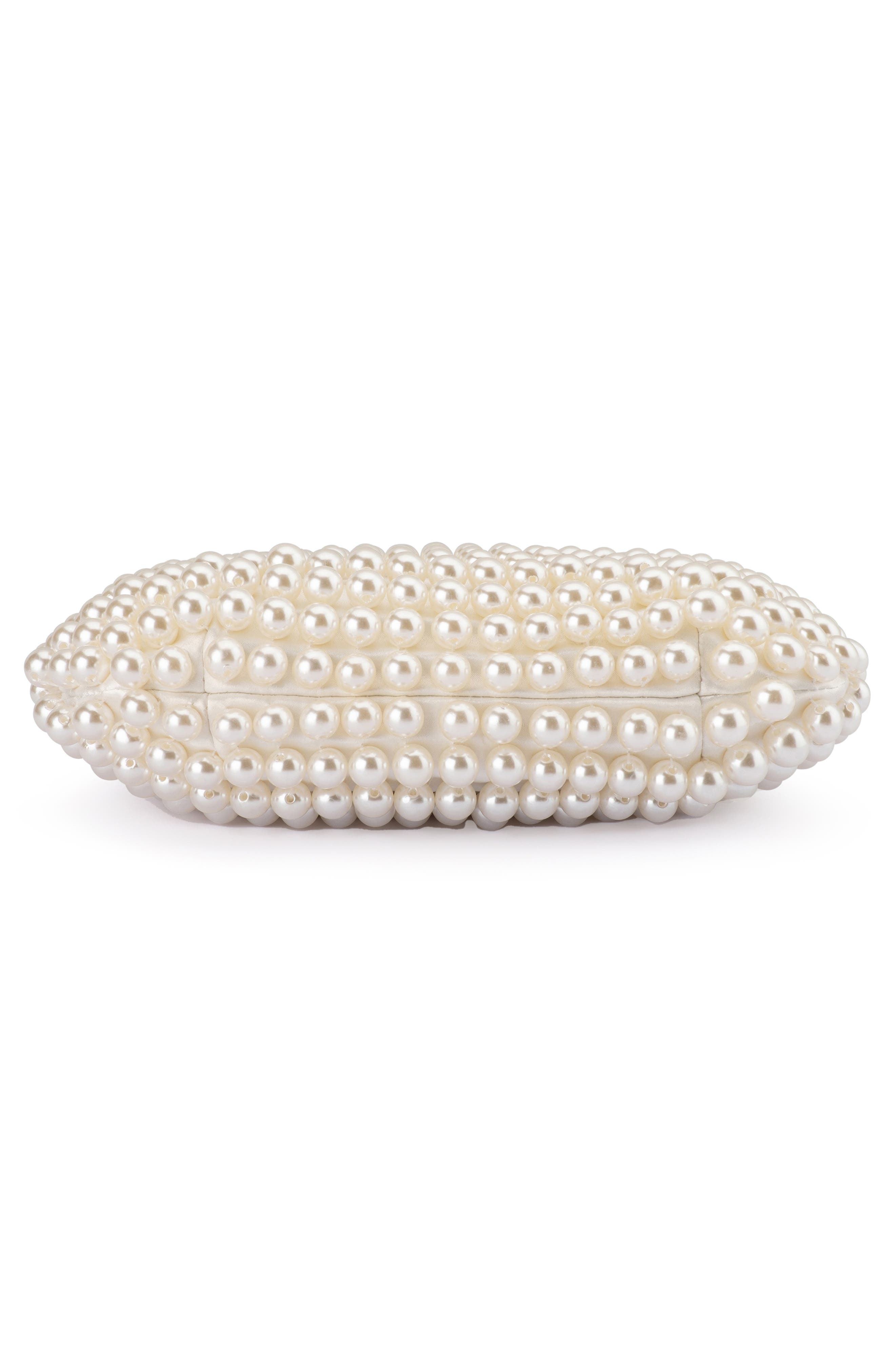 Olga Berg Pia Faux Pearl Croissant Bag, Alternate, color, Pearl