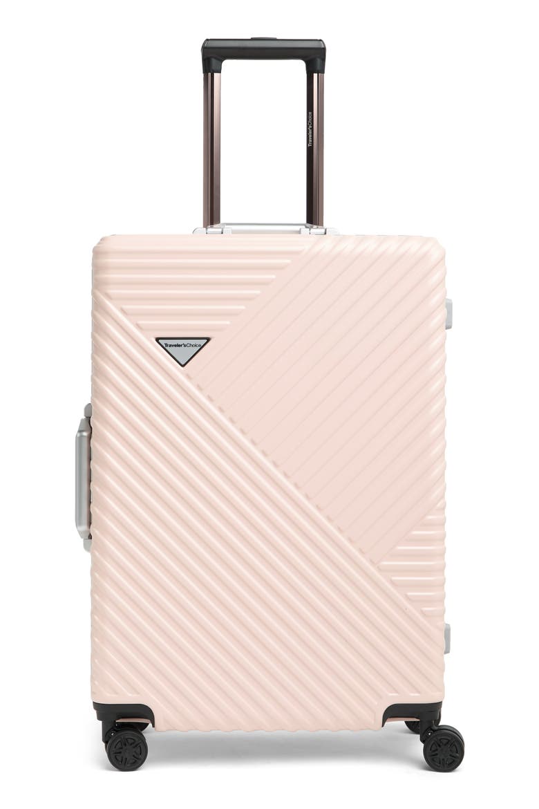 Zion 26" Aluminum Hardside Spinner Suitcase, Main, color, PINK