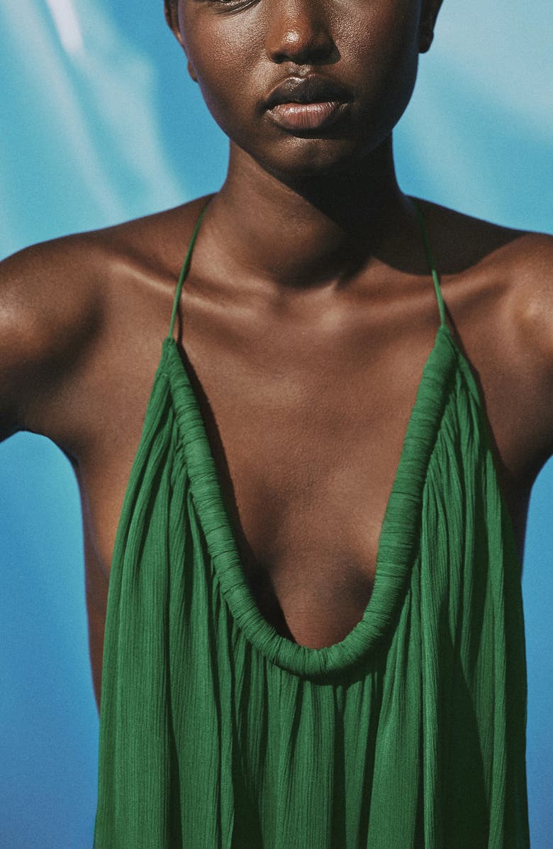 MANGO Ocean Halter Top, Alternate, color, Green