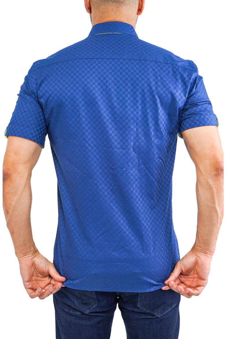 Galileo Panam 38 Navy Contemporary Fit Short Sleeve Button-Up Shirt, Alternate, color, BLUE
