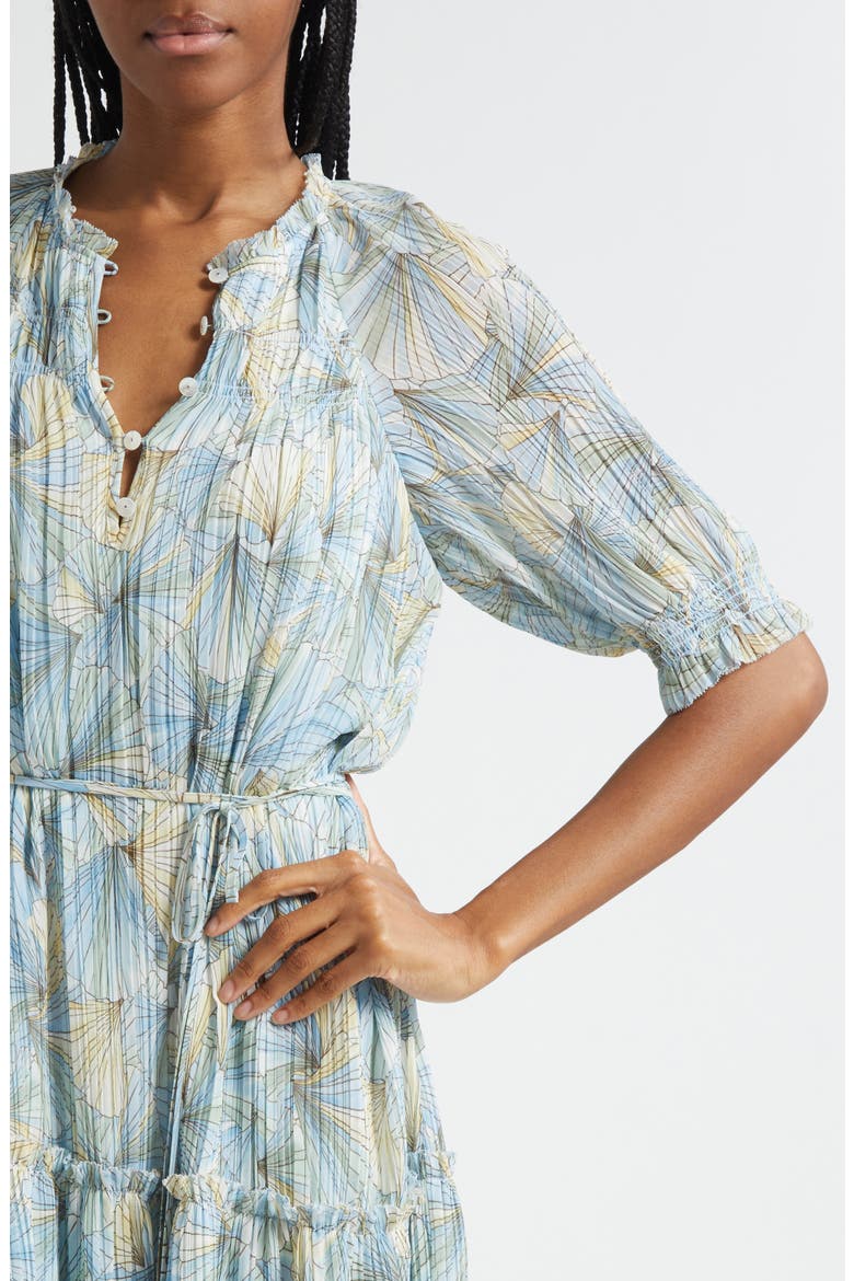Dorrie Floral Print Tiered Dress, Alternate, color, POWDER BLUE MULTI