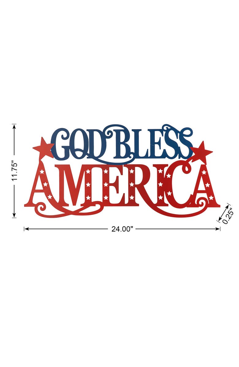 Glitzhome Patriotic Americana Metal GOD BLESS AMERICA Wall Decor, Alternate, color, 