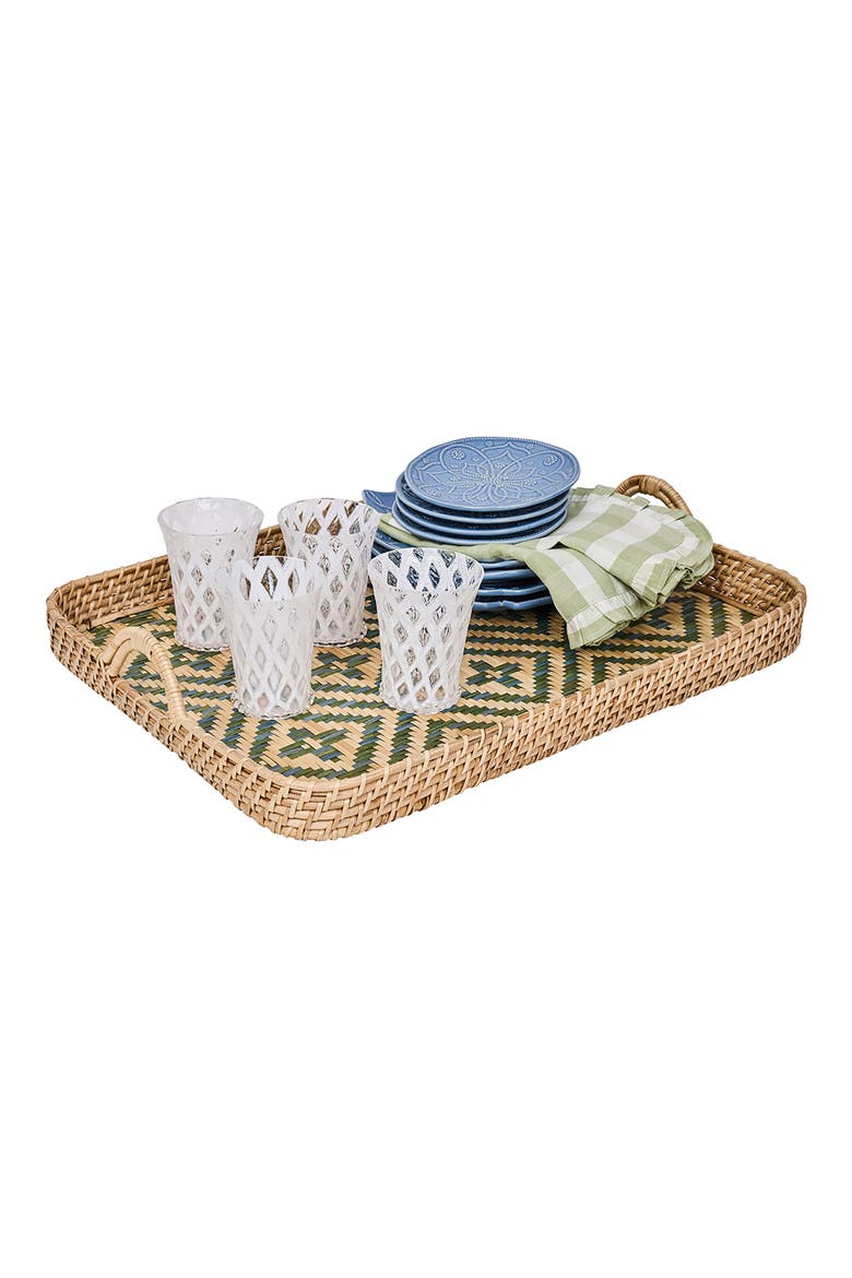Villa Seville Wicker Tray, Alternate, color, CHAMBRAY