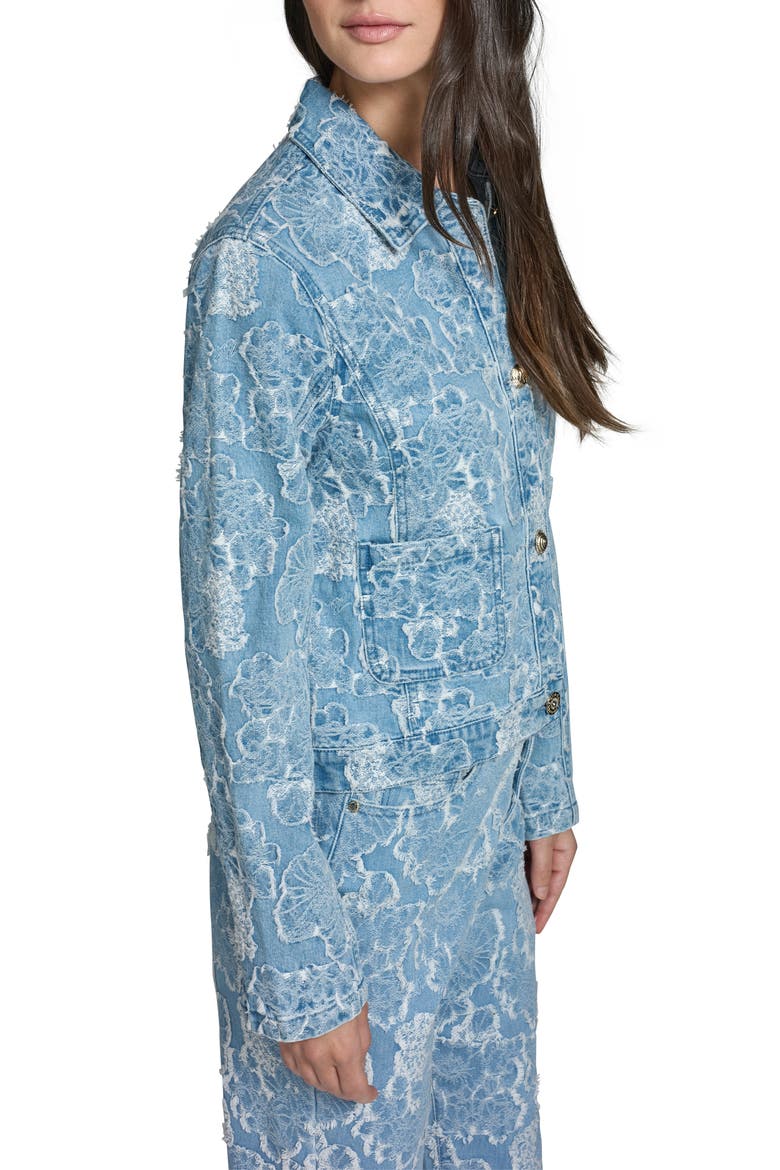 Floral Jacquard Denim Jacket, Alternate, color, SKY BLUE
