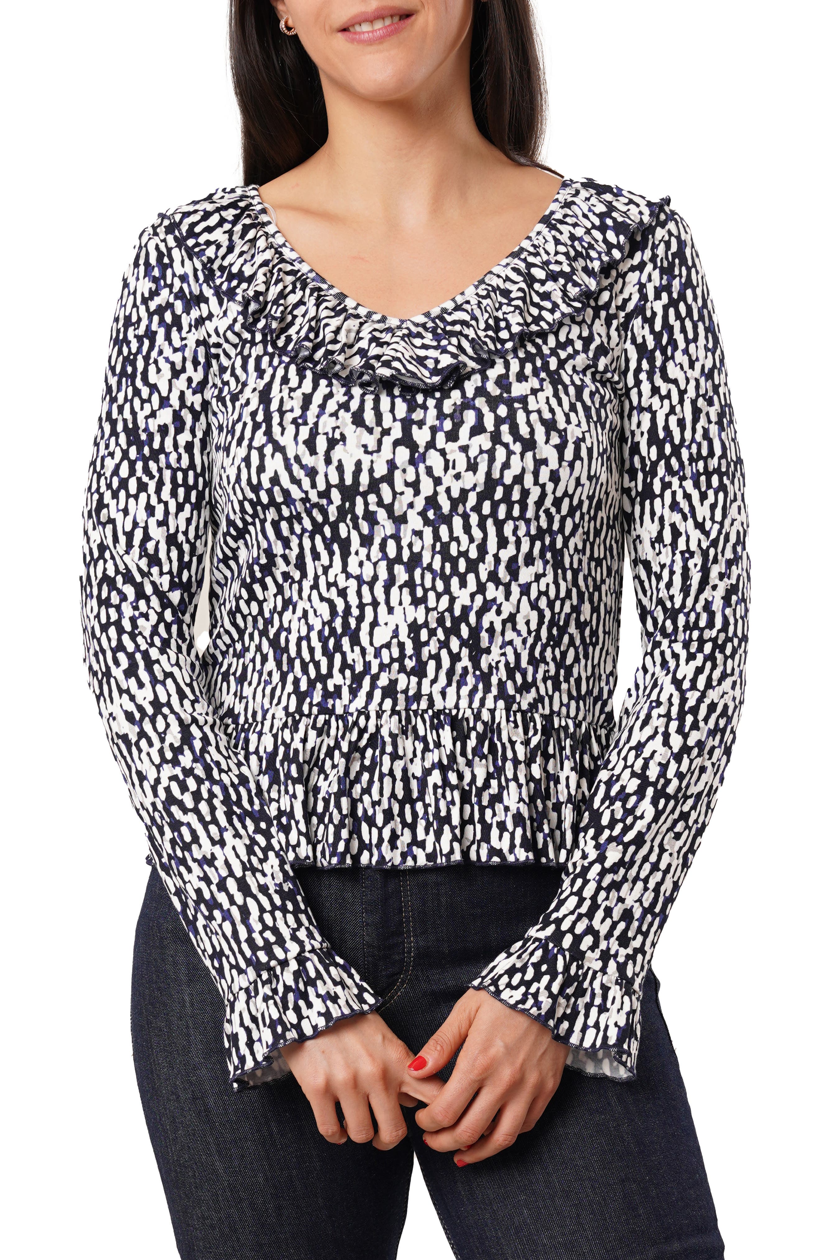 Ruffle V-Neck Long Sleeve Top - image 3