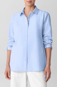 Eileen Fisher Stripe Organic Cotton Button-Up Shirt