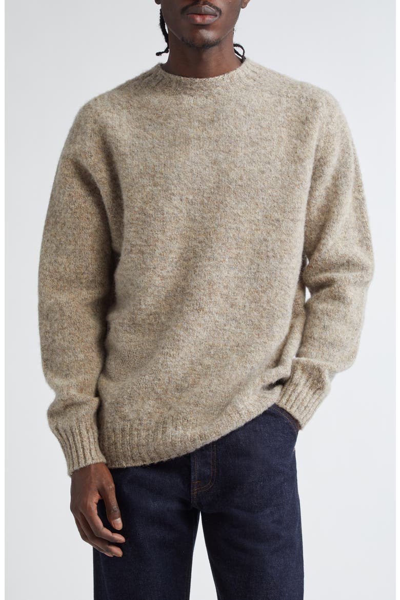 Brushed Shetland Wool Sweater, Main, color, OUTMEAL MELANGE
