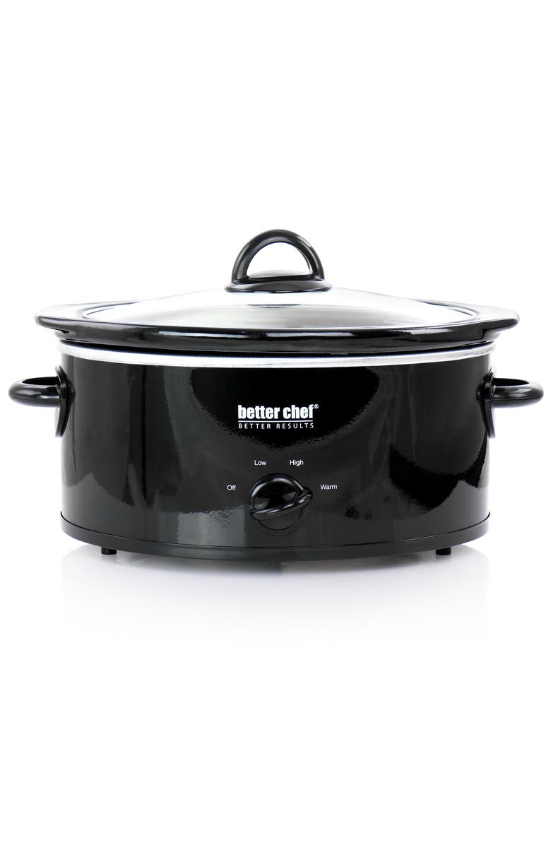 Better Chef 3 Quart Oval Slow Cooker with Removable Stoneware Crock, Alternate, color, Black