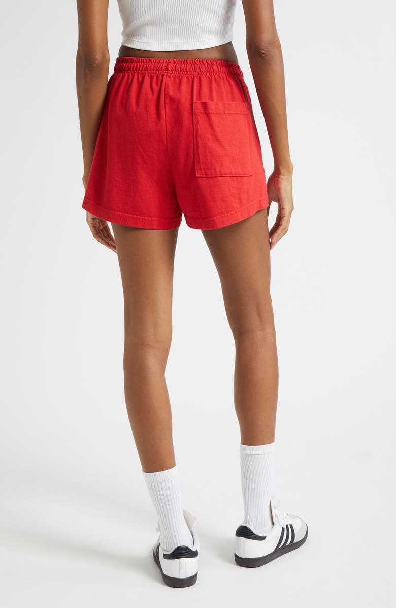 Sporty & Rich New York Ivy Disco Graphic Cotton Sweat Shorts, Alternate, color, Ruby