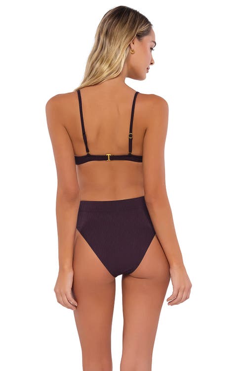 B Swim Lyra Bikini Swimsuit Top In Java Flat Rib