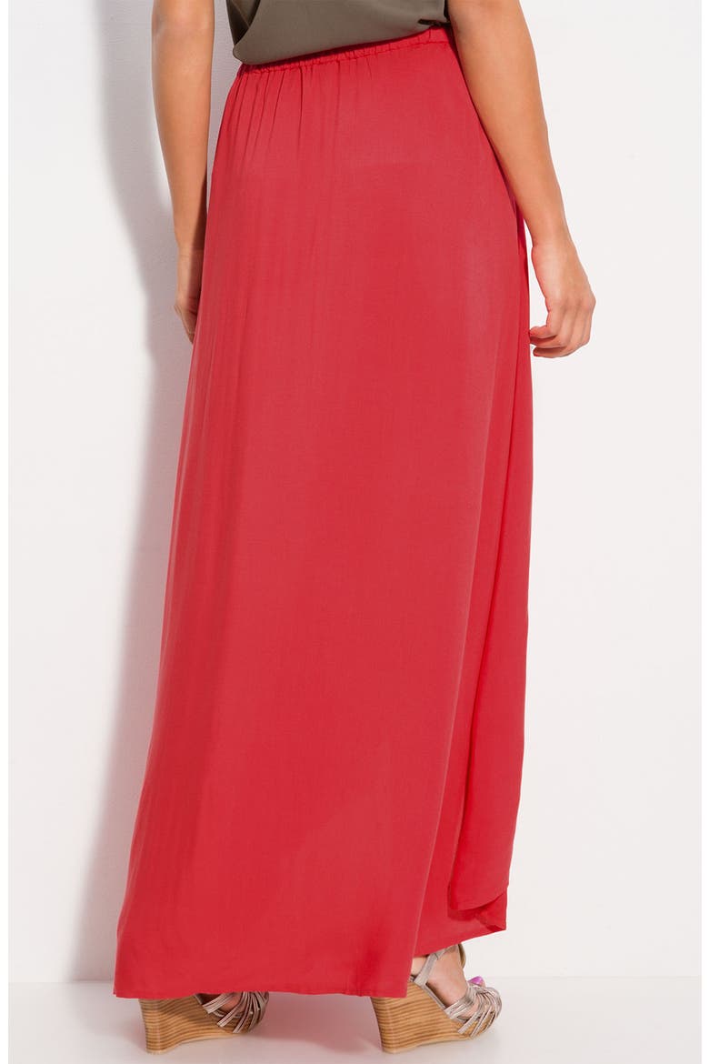 Asymmetrical Circle Hem Maxi Skirt, Alternate, color, RED- SAUCY