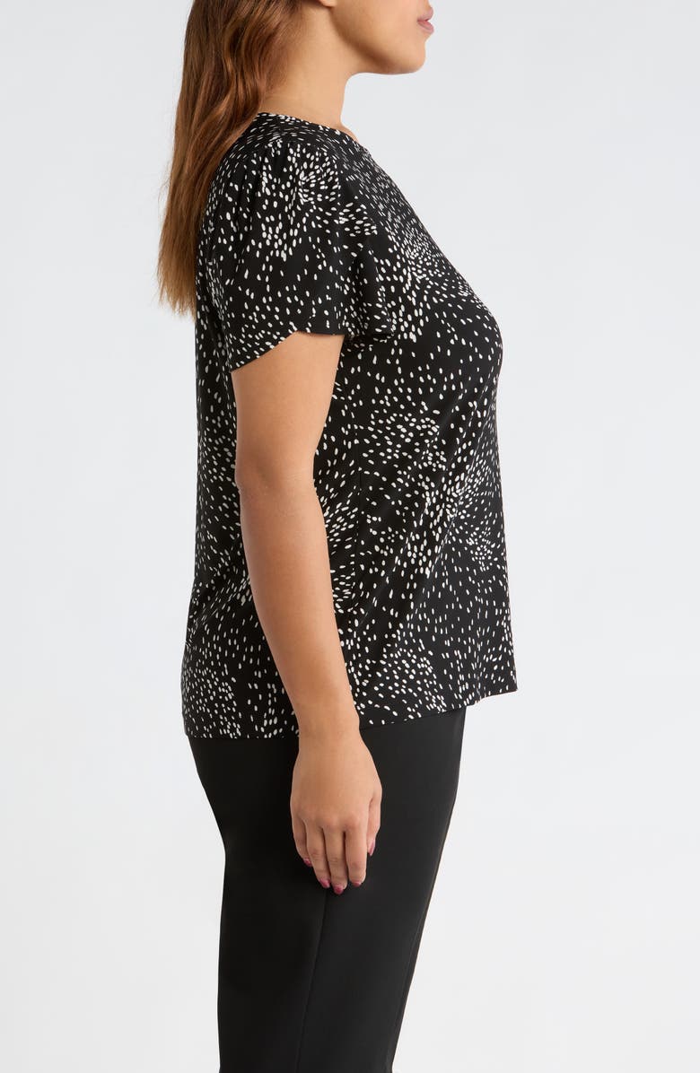 AK ANNE KLEIN Swirling Dot Print Tulip Sleeve Top, Alternate, color, Anne Black/ White Dove
