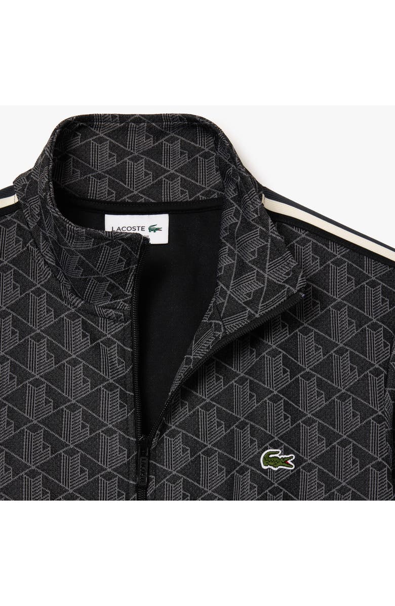 Lacoste Logo Monogram Stripe Track Jacket, Alternate, color, Black Graphite