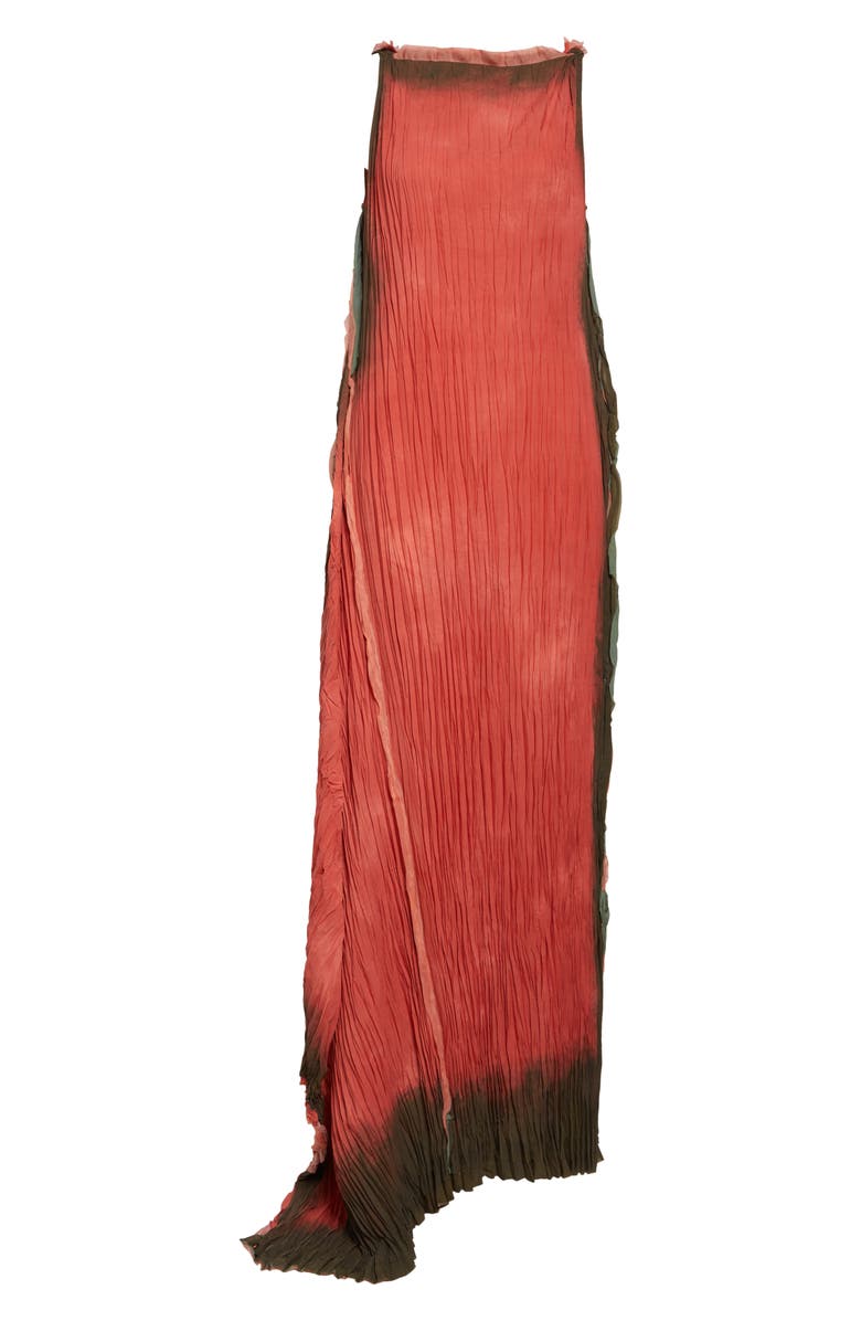 Jason Wu Collection Painted Stripe Boat Neck Scooped Back Pleated Gown, Main, color, Dark Fern/ Pink Ginger Multi
