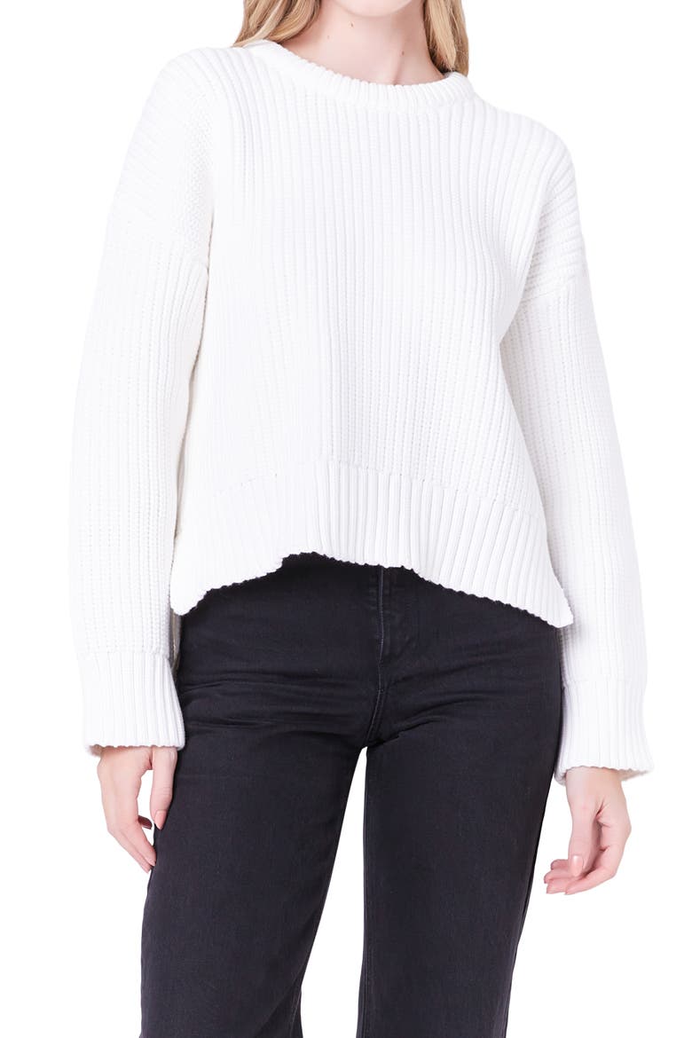 Oversize Rib Sweater, Alternate, color, WHITE