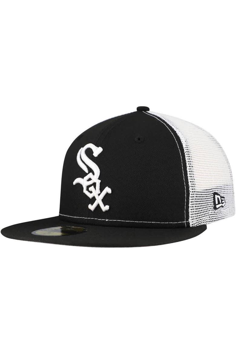 Men's New Era Black Chicago White Sox Team Color 59FIFTY Trucker Fitted Hat, Alternate, color, Black