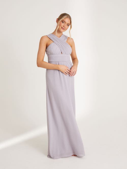 Six Stories Cross Neck Chiffon Bridesmaid Dress In Gray