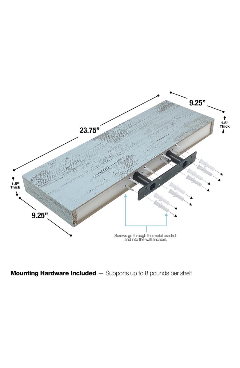 SORBUS Blue White Floating Rectangle Wall Shelf - Set of 2, Alternate, color, White - Green