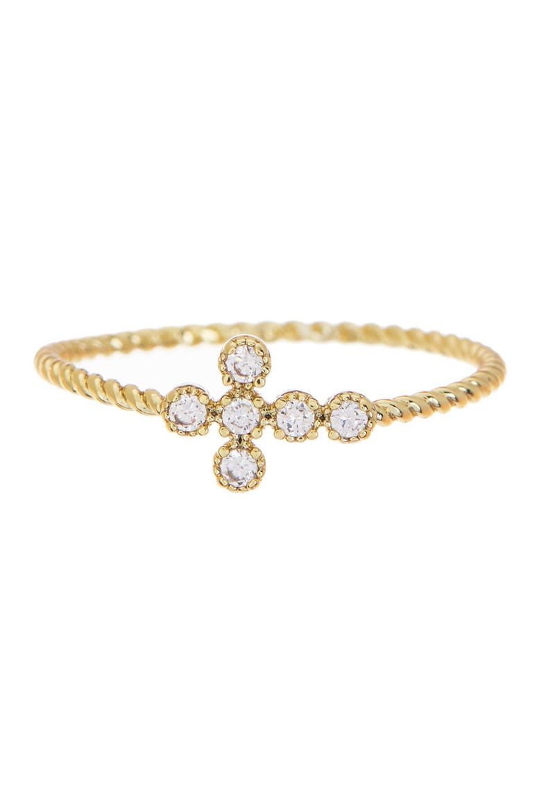 CZ Cross Pave Band, Main, color, CLEAR- GOLD
