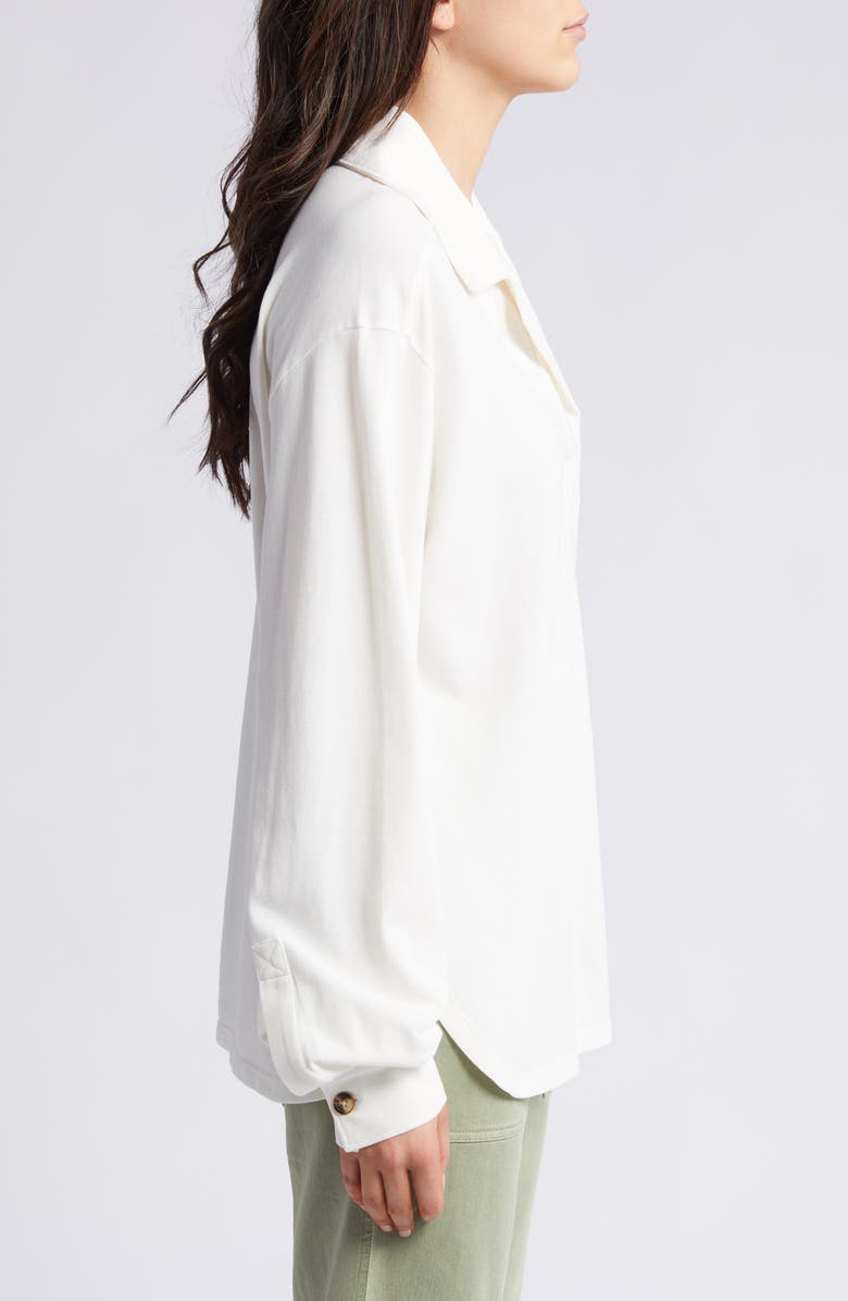 Treasure & Bond Oversize Long Sleeve Cotton Polo, Alternate, color, Ivory Egret