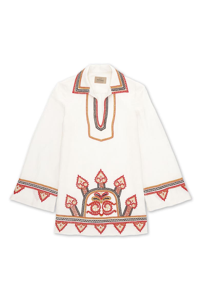 Gea Line Embroidered Short Dress, Main, color, OFF WHITE