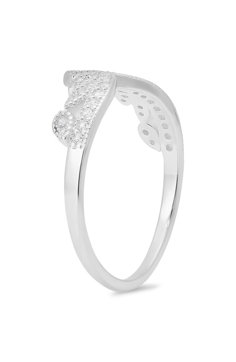 Queen Jewels Vintage Floral 'V' Cubic Zirconia Ring, Alternate, color, Silver