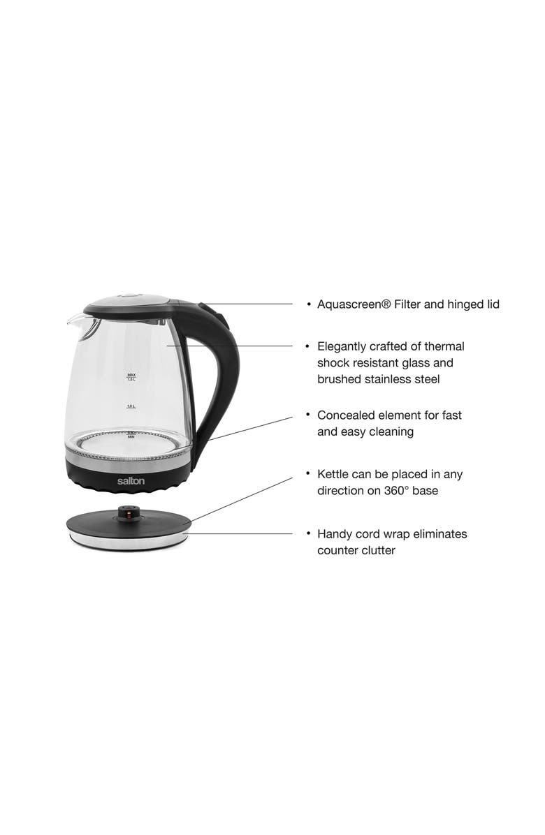 Salton Cordless Electric Kettle, Alternate, color, 