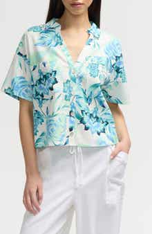 NVLT Crop Button-Up Camp Shirt