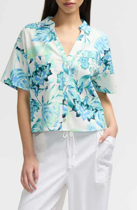 NVLT Crop Button-Up Camp Shirt