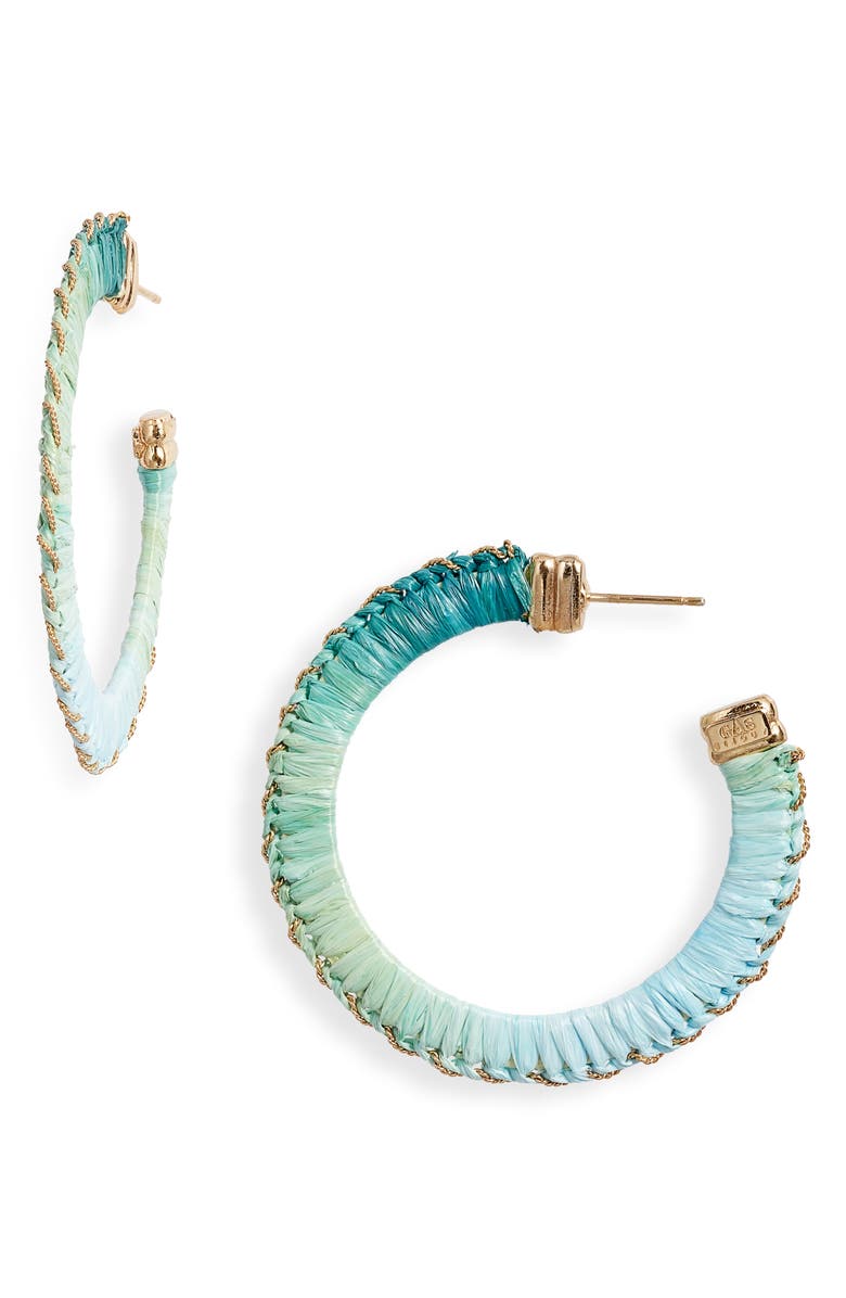 Gas Bijoux Belo Raffia Hoop Earrings, Main, color, 
