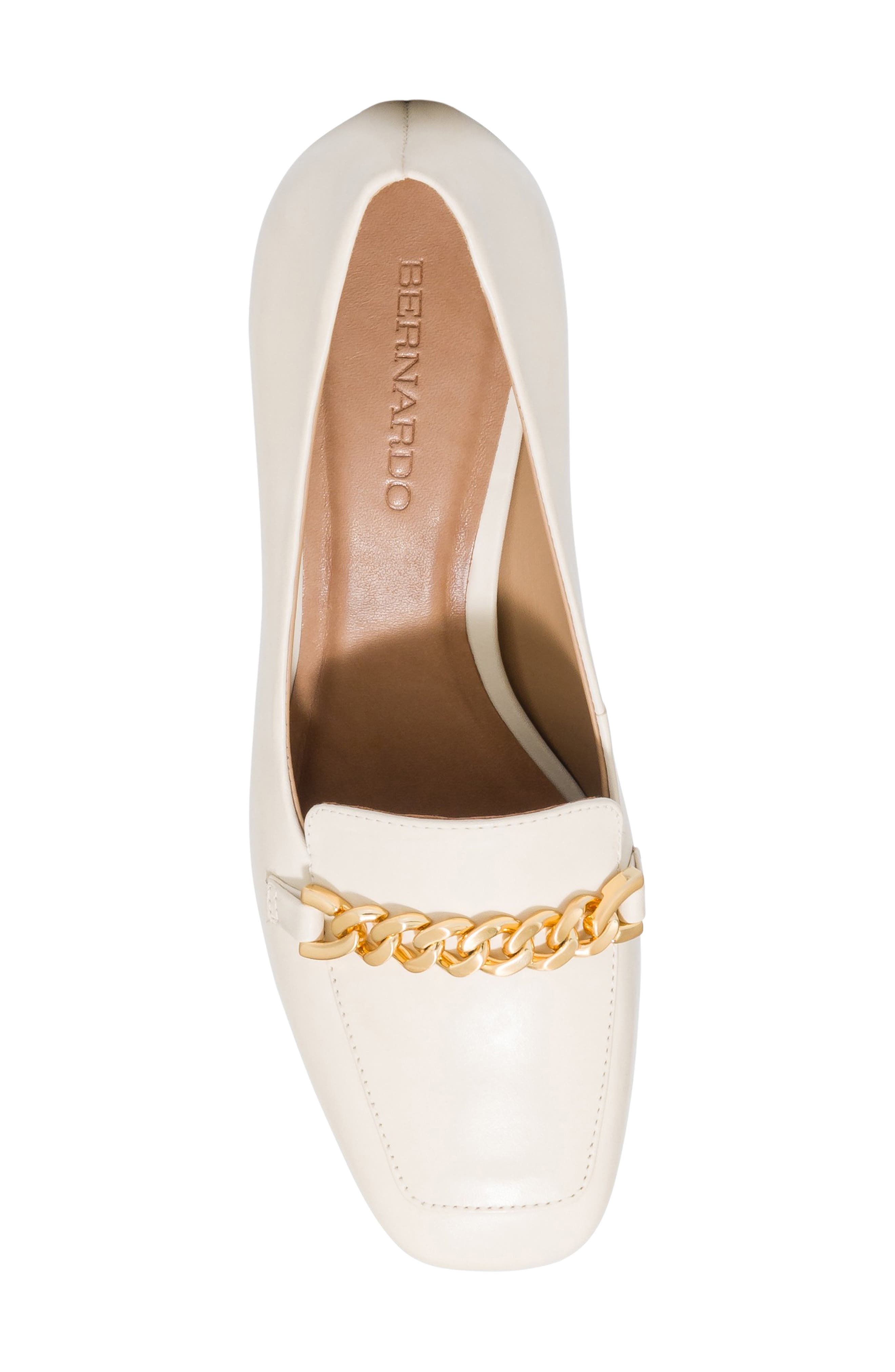Bernardo Footwear Avery Chain Loafer, Alternate, color, Eggshell Antique Calf