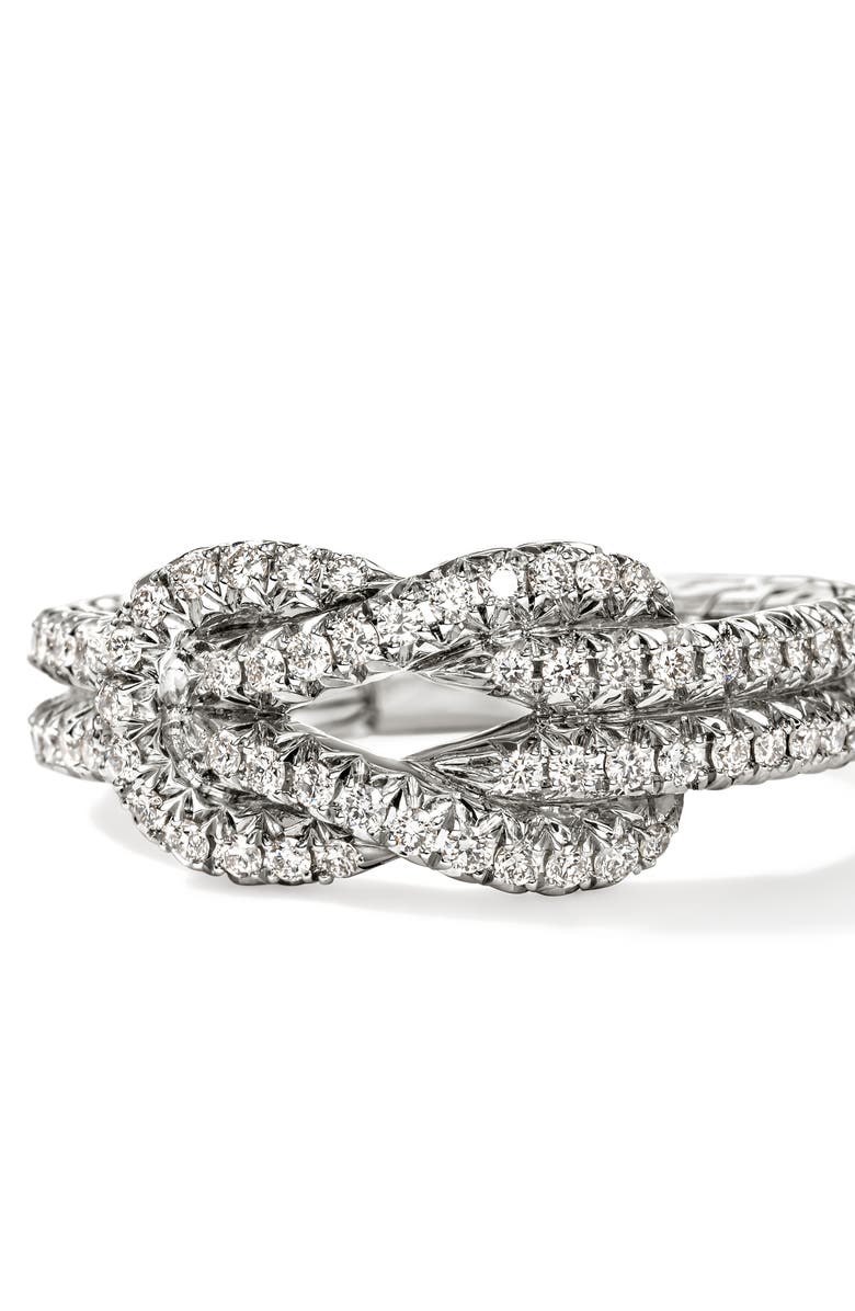 John Hardy Love Knot Ring, Diamonds, Alternate, color, Silver
