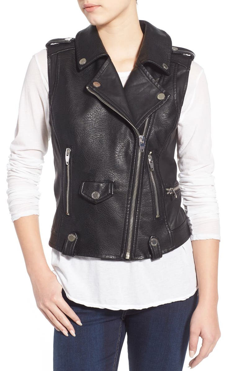 BLANKNYC Faux Leather Moto Vest, Alternate, color, 
