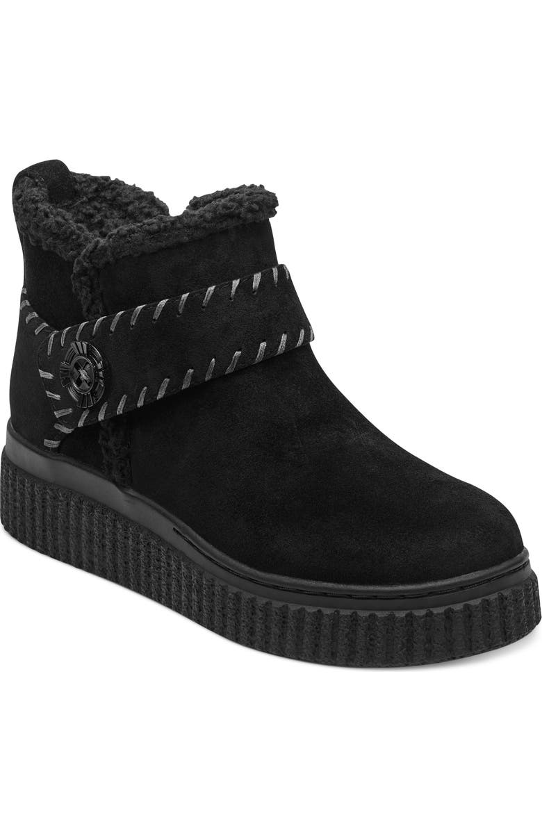 Easy Spirit Brendan Faux Fur Trim Bootie, Main, color, Black