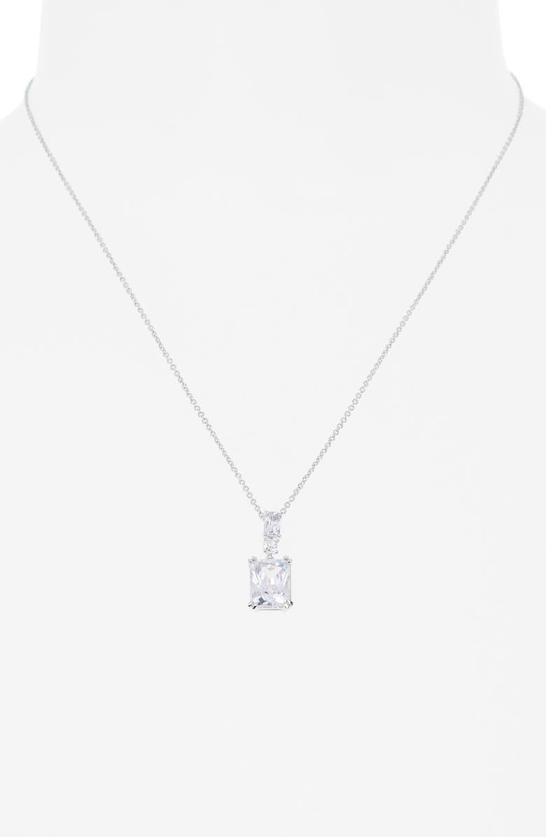 Nadri VIP Cubic Zirconia Pendant Necklace, Alternate, color, Rhodium