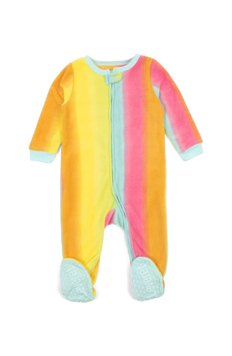 Leveret Footed Fleece Printed Holiday Pajamas, Main, color, Rainbow