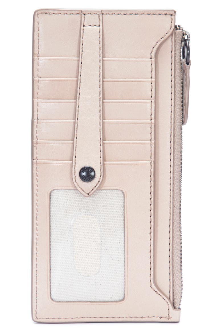 Slim Leather Snap Card Wallet, Alternate, color, SAND