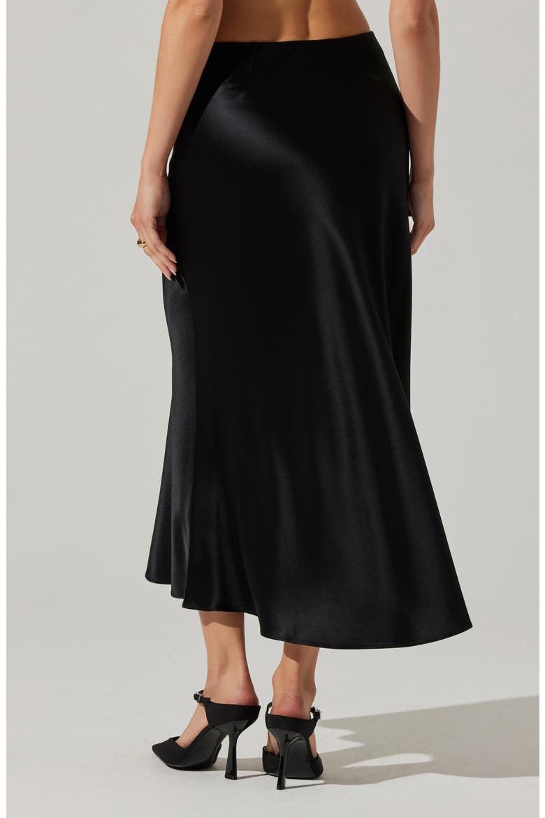 Windey Satin Midi Skirt, Alternate, color, BLACK