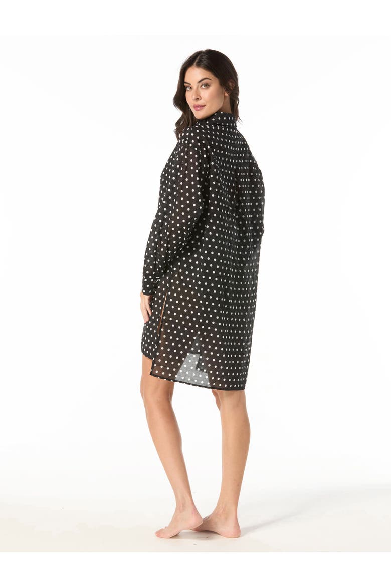 Classic Dot Cover Up Shirt Swim, Alternate, color, Black