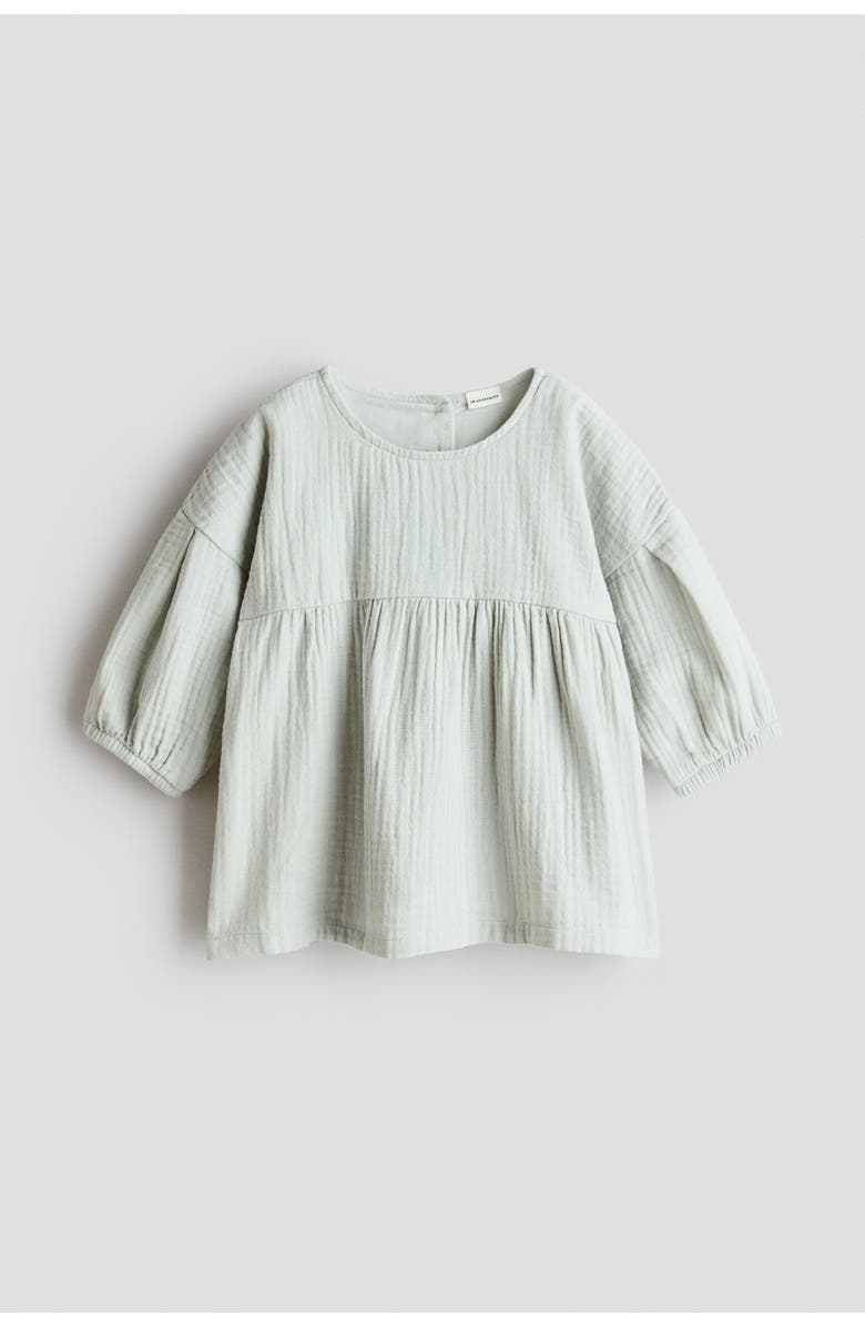 H&M Cotton Muslin Dress, Main, color, Light Green